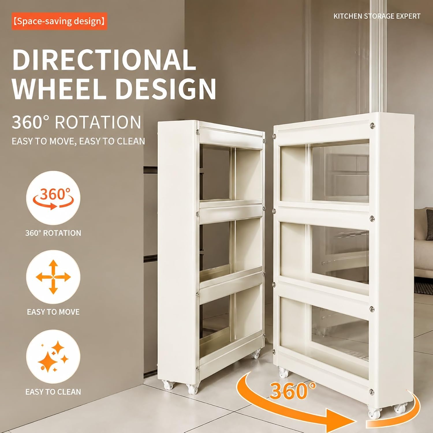 Slim Storage Cart, Pull Out Kitchen Gap Organizer with Wheels, Carbon Steel Rolling Narrow Rack for Refrigerator Side, Bathroom, Laundry Room, Small Spaces(Gray,15.7 * 5.9 * 66.9in)