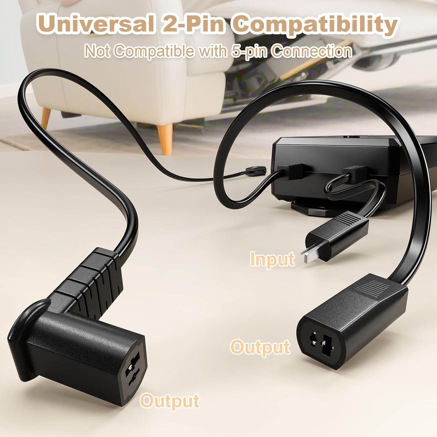 Battery Pack for Reclining Furniture with Charger, 2500mAh Universal Recliner Battery Pack Rechargeable, 2 Pin Batteries Packs for Reclining Furniture W/LED Display for Electric Sofa Couch Lift Chair