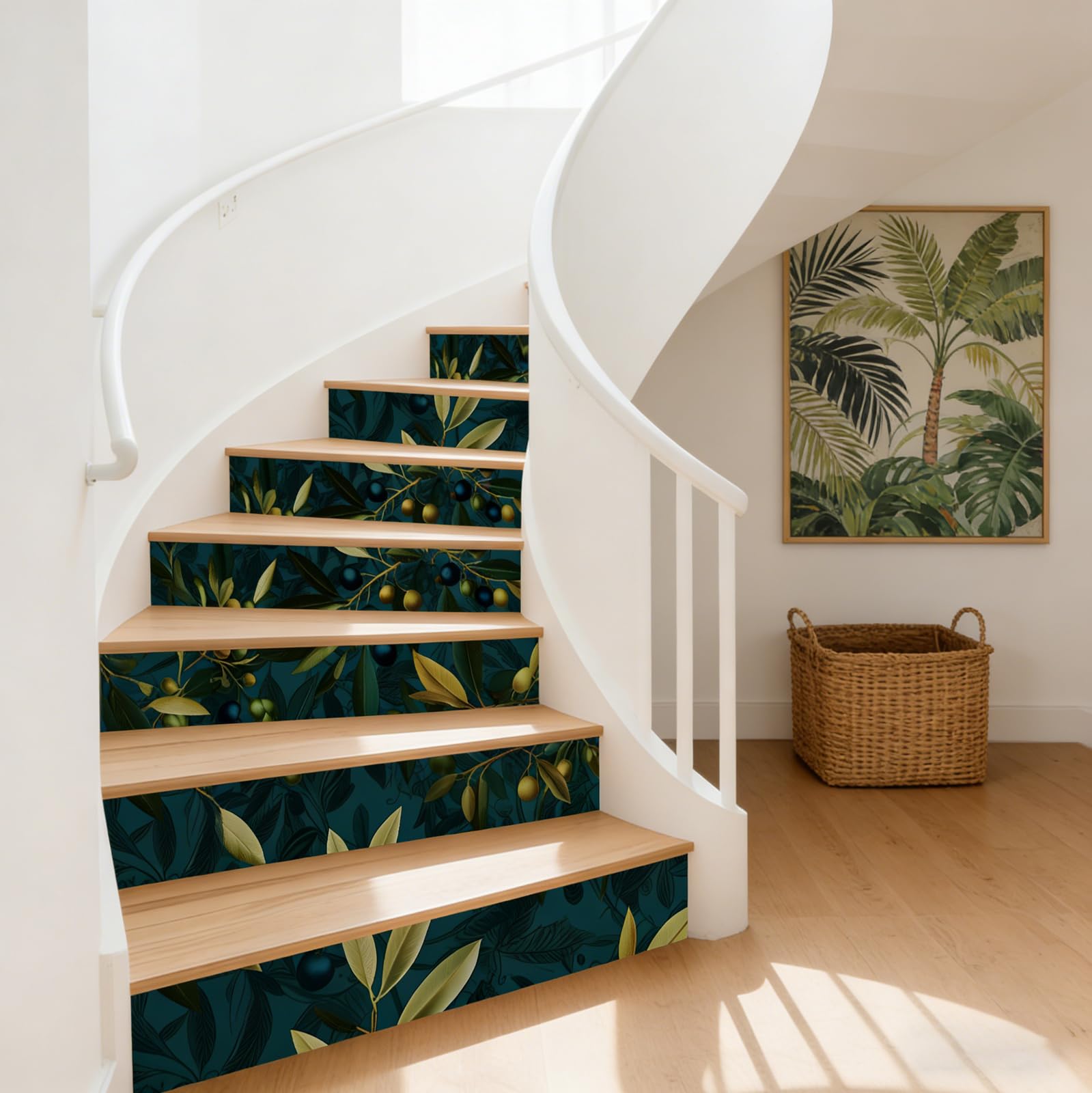 Vinilos de olivo para escaleras PLIGREAT de 15 tiras autoadhesivas y extraíbles de 18x100 cm