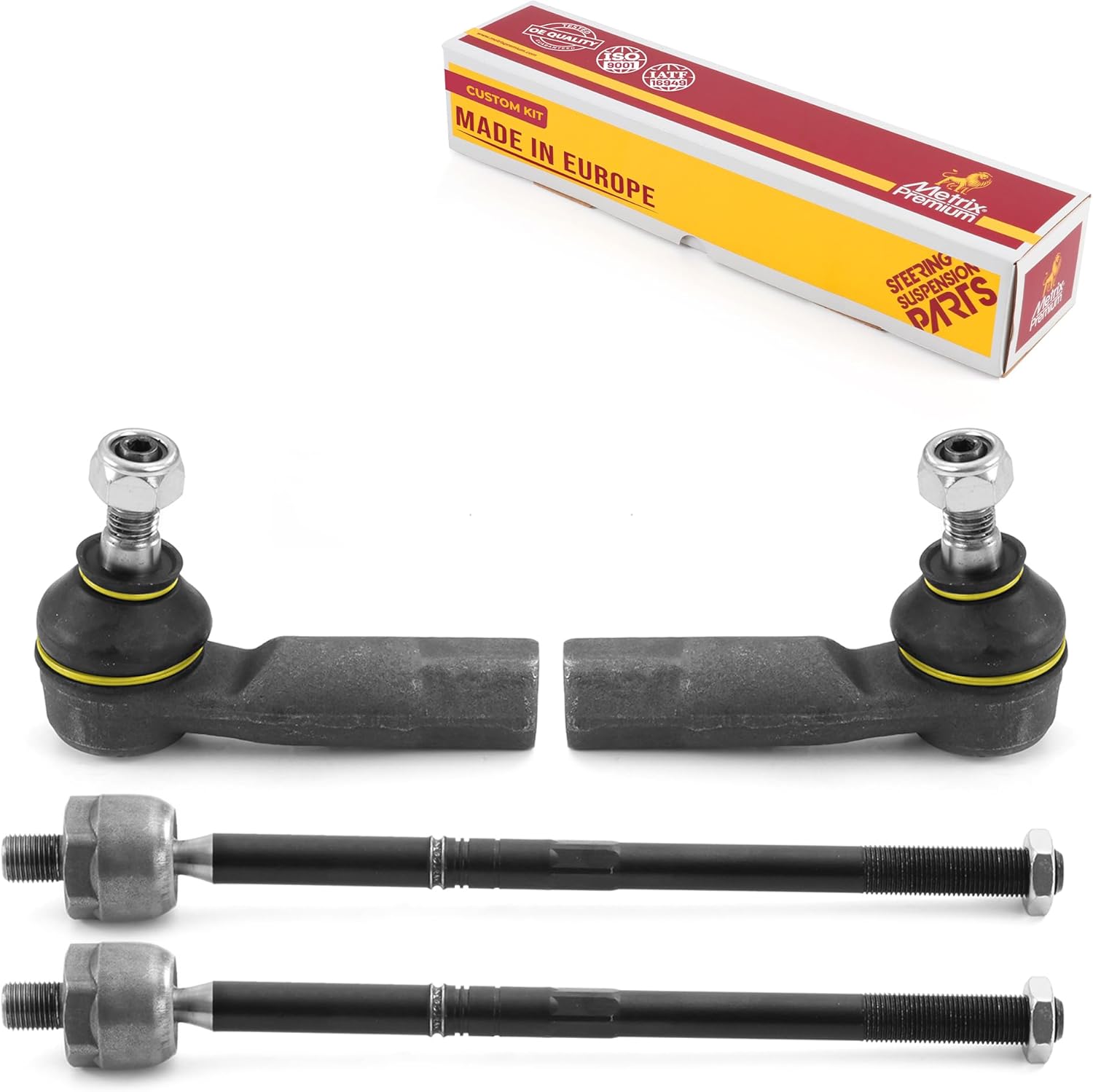 Metrix Premium Chassis Parts - 4 PC Inner & Outer Tie Rod End Kit Fits 15-16 Audi A3, 06-20 Seat Leon (Mexico), 09-17 Volkswagen CC, 07-16 Eos, 06-14 GTI, EV80665, ES80666, ES80667, Made in Europe