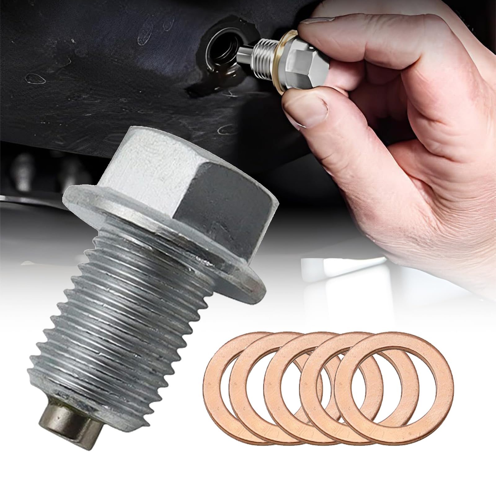 Magnetische Ölablassschraube M14 x 1,5 Dichtring Ölablassschraube, Ölablassschraube Mit Dichtung, Ölwannenschraube Edelstahl Ölwanne Auto Ölschraube Mit Dichtungen (M14x1.5)