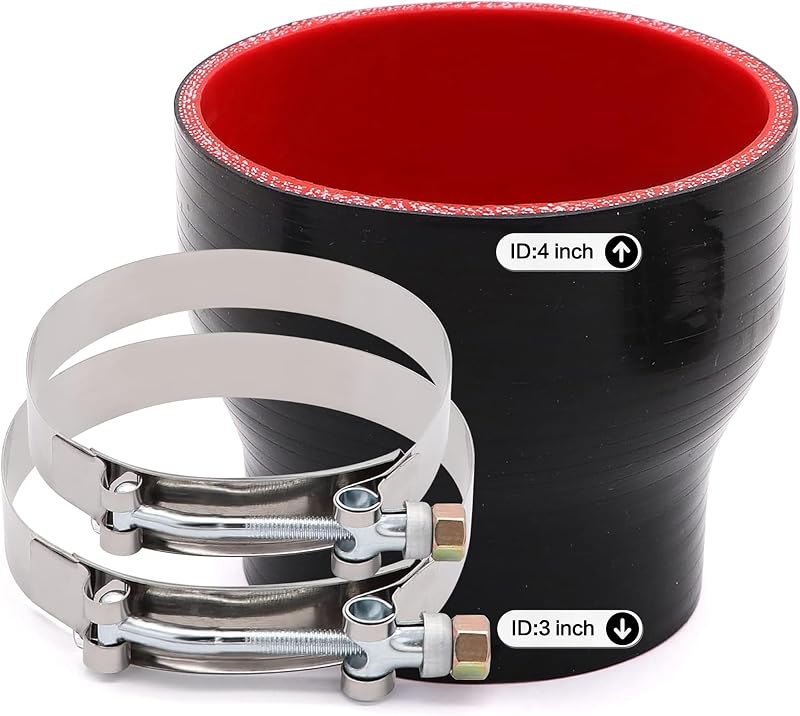 Redutor de silicone 4 camadas Ruikarhop de 3 para 4 polegadas para turbo e admissão – Kit com mangueira e 2 abraçadeiras