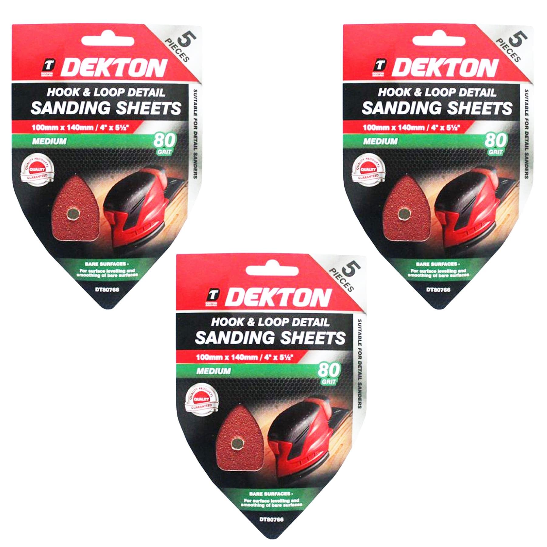 Dapetz Dekton 15X 80 Grit Hook And Loop Sander Sheets, 100 X 140Mm