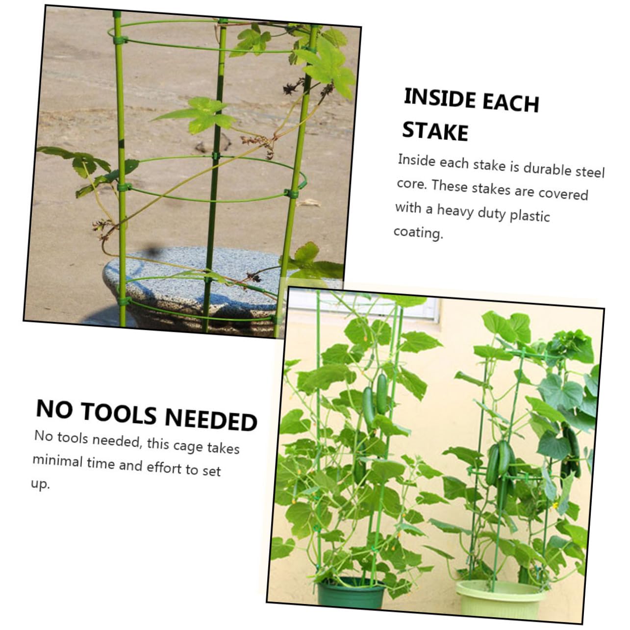 3ensembles Cages à Plastifié Supports pour Plantes Grimpantes Treillis Durable Et Aux Intempéries pour Légumes Et Fleurs