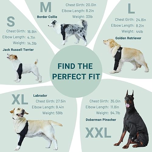 Miniatura 7 de Codera para perro, transpirable y ajustable, soporte de pierna delantera para artritis, higroma, úlceras por presión y callos, envoltura suave para