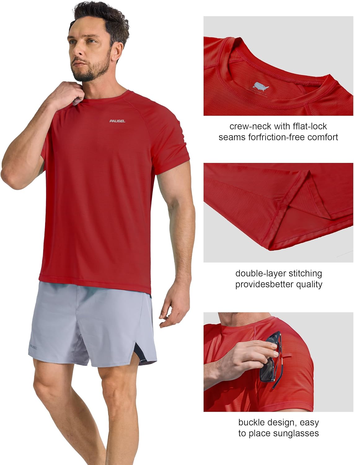 Men's Workout Short Sleeve Athletic Gym Shirts UPF 50+ Sun Protection Quick Dry Swim Shirt Summer Tshirts for Beach - Image 3