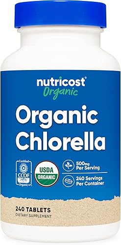 Nutricost Clorella orgánica 500 mg, 240 tabletas - Sin gluten, sin OMG