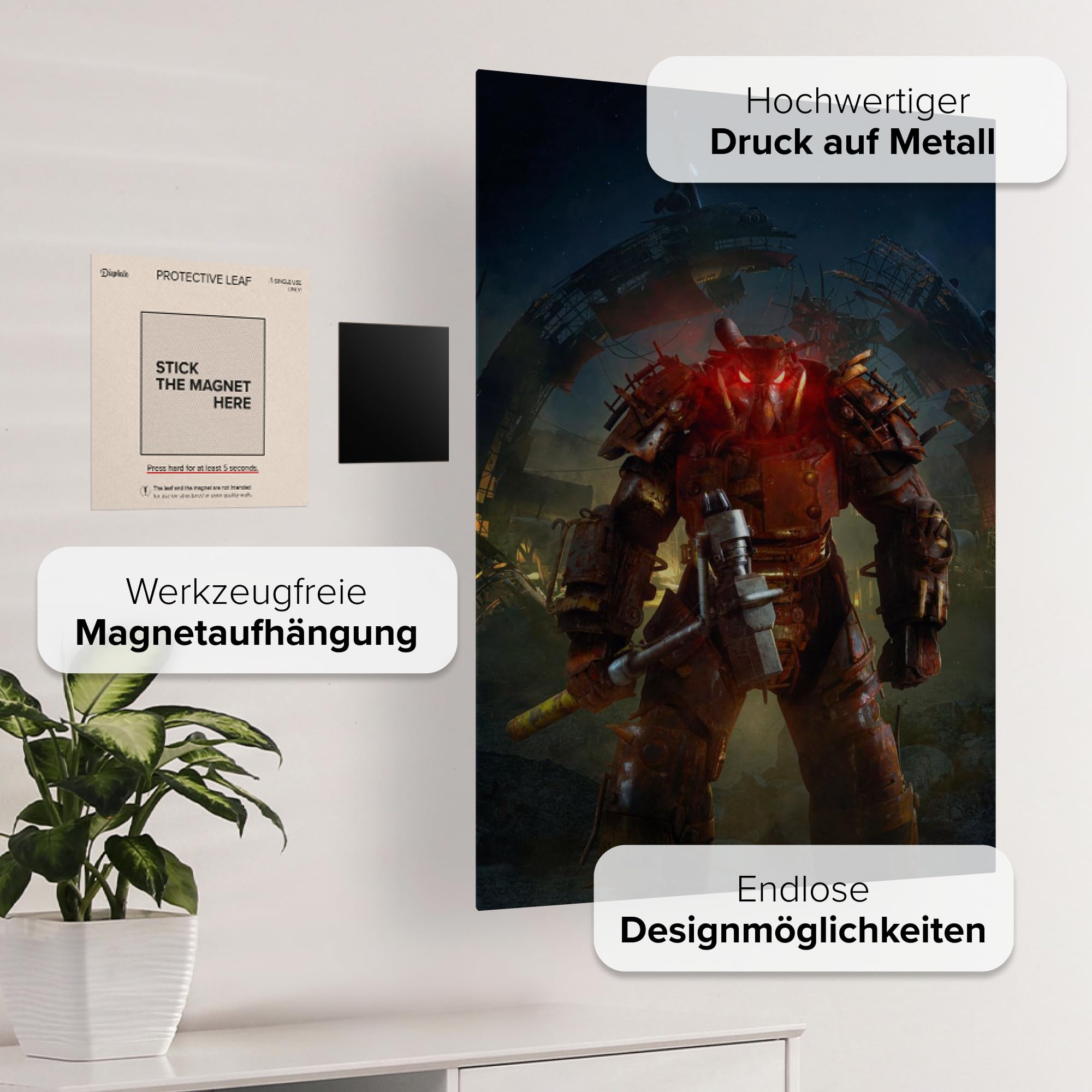Displate - Poster In Metallo - Montato a Magnete - Fallout - Red Eyes