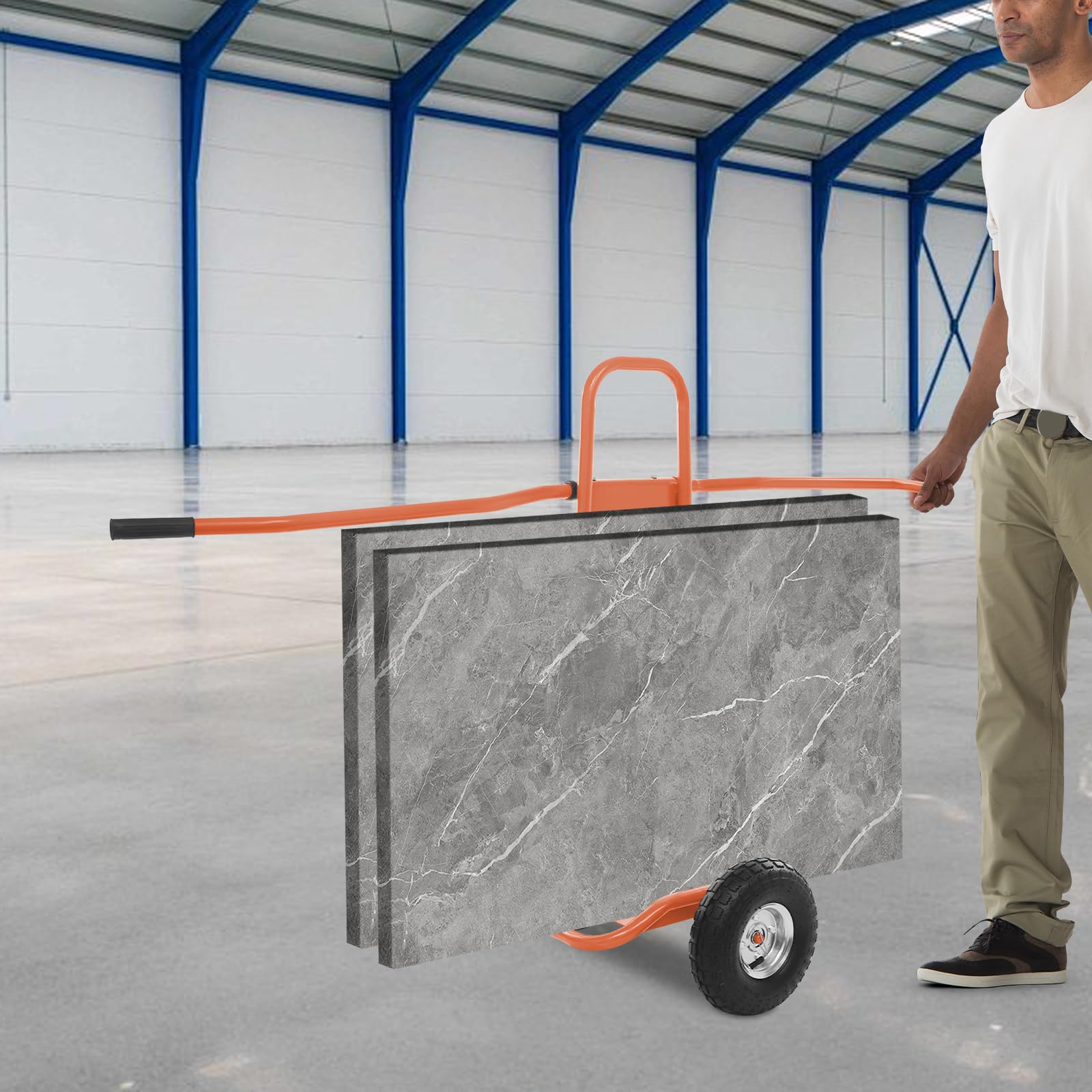 Carro de platos con 2 ruedas de goma maciza, carro de transporte para placas, artículos para el hogar y material de construcción, marco de acero estable, carro de almacenamiento para el hogar, taller