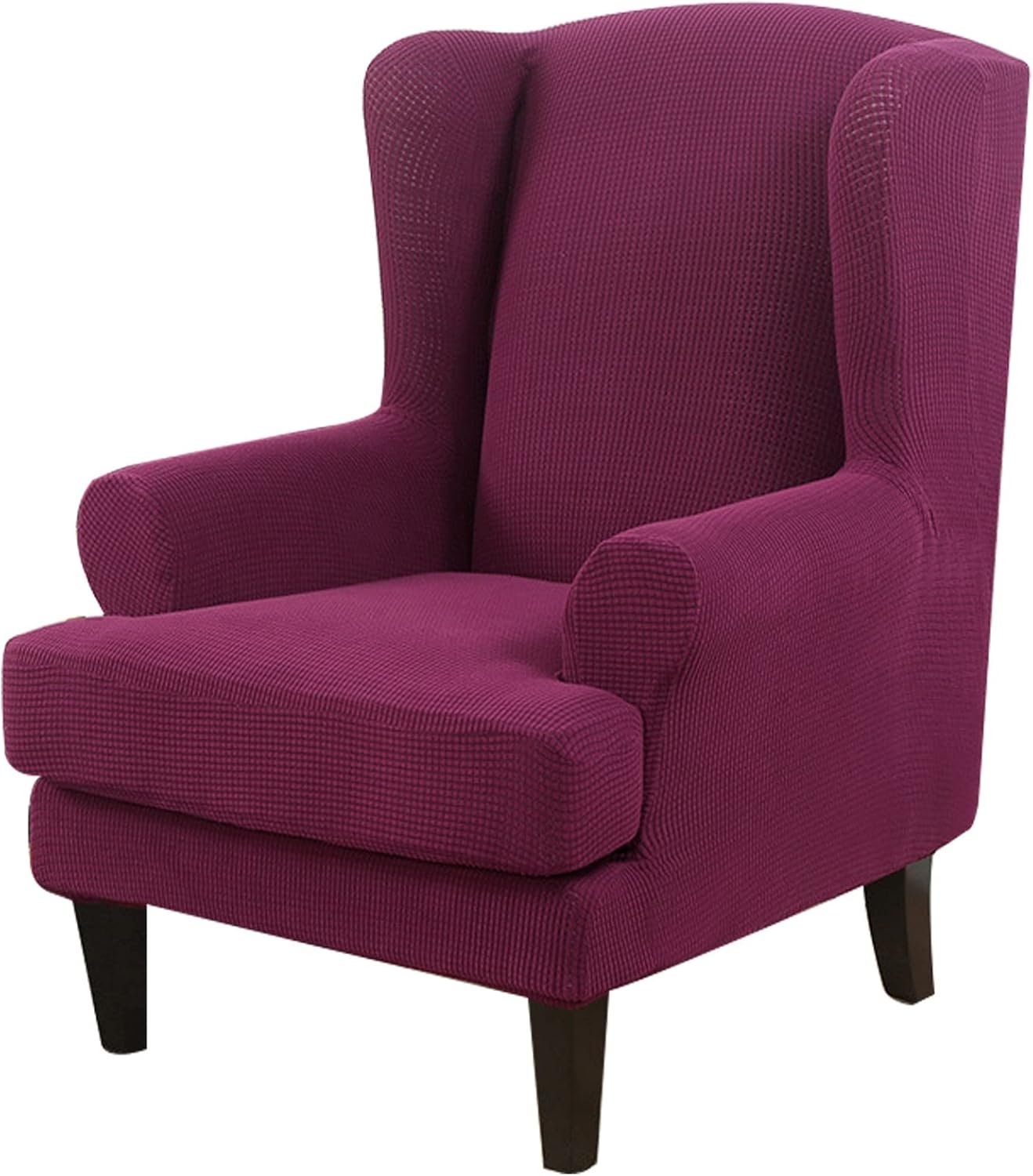 Konsilsa Stretch Wing Chair Slipcover,2 Piece Wingback Chair Covers Soft Spandex Armchair Chair Slipcovers Wingback Chair Slipcover for Living Room (Color : Purple)