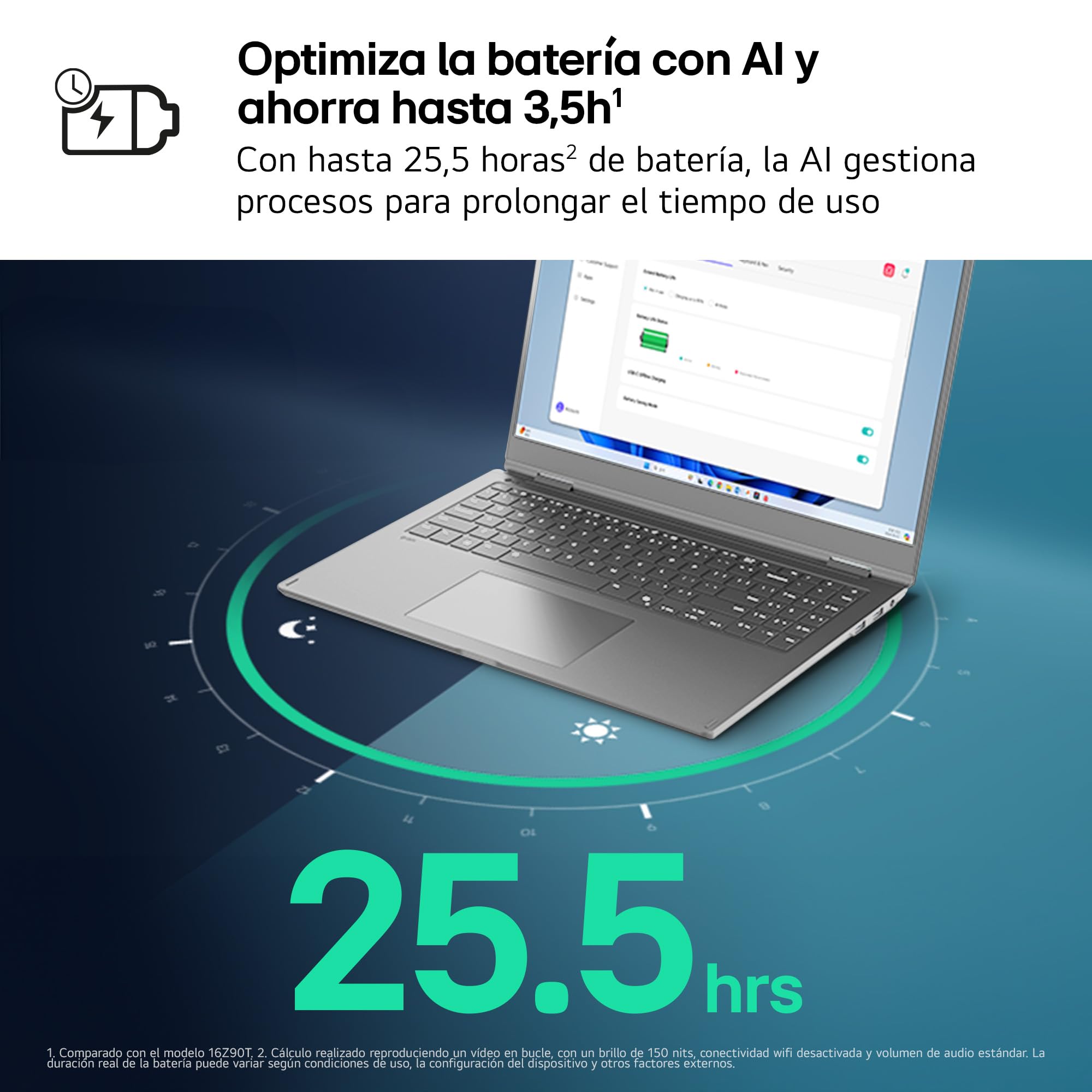 LG gram Pro 16Z90TS-G.AU99BN - Ordenador Portátil Ultraligero de 16" Intel Core Ultra 9 288V, 32 GB RAM, 1 TB SSD, IPS Antirreflejo, 1239g, 25.5h, Windows 11, Teclado QWERTY Español, Gris metalico
