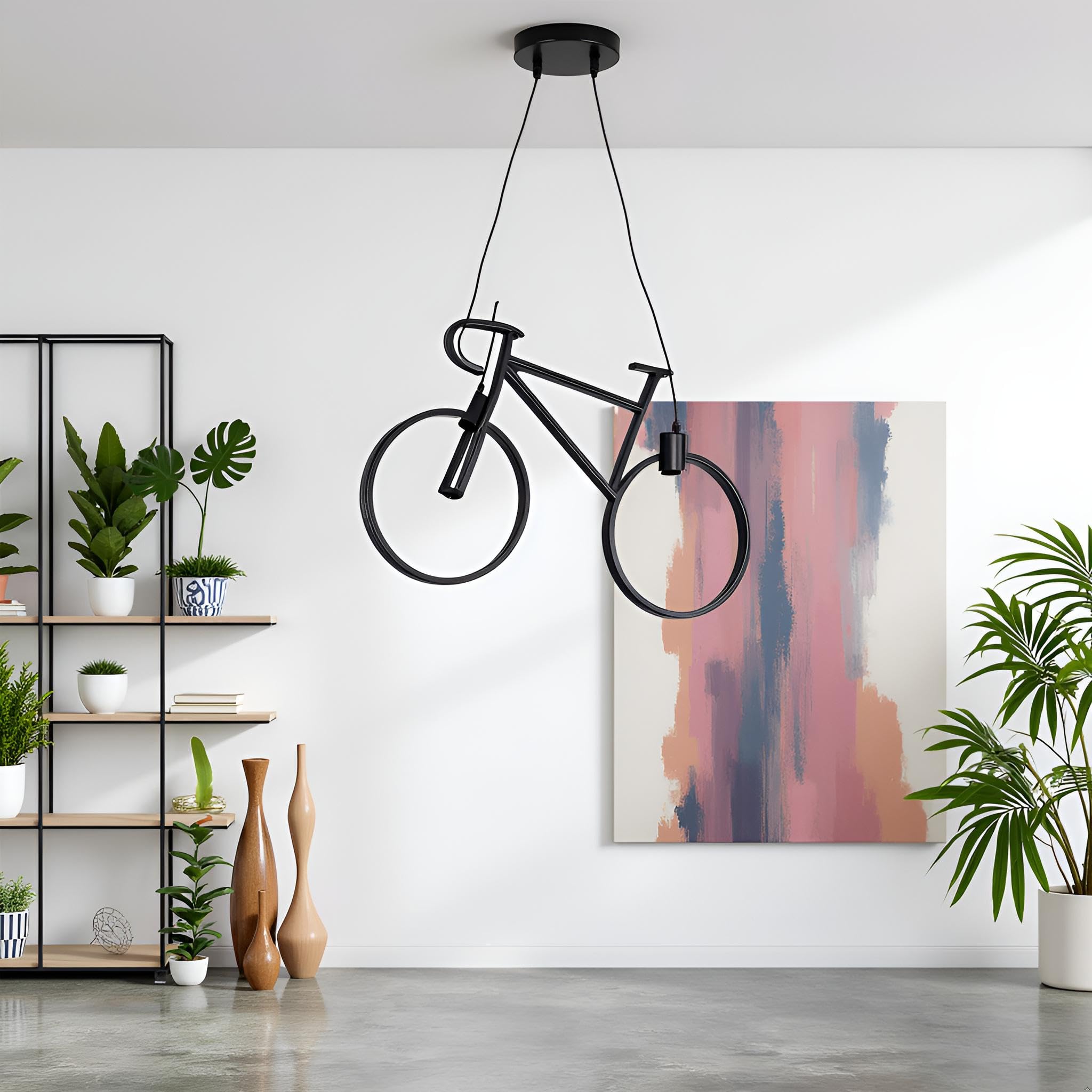 LEDSone Moderner Stil 2-Lichter Eisen Fahrrad Kronleuchter Verstellbar Hängende Fahrrad Anhänger Deckenleuchte Leuchte für Esszimmer Arbeitszimmer Flur Schlafzimmer Bar