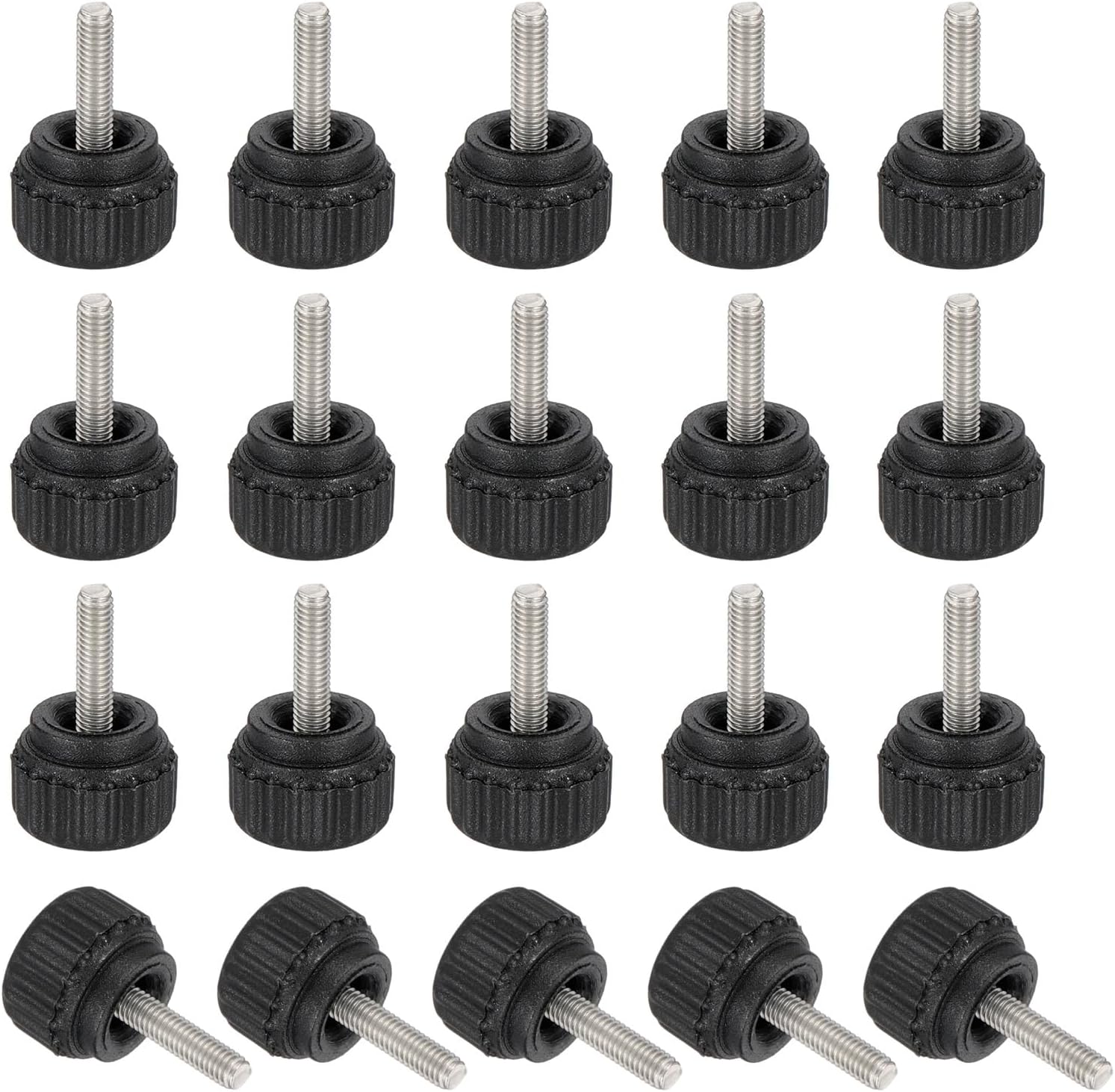 sourcing map 20 Pcs Threaded Knurled Thumbscrew, M3 x 10mm Monitor Mount Arm Screws Stainless Steel Clamping Knobs Grip Thumb Screw for Computer TV