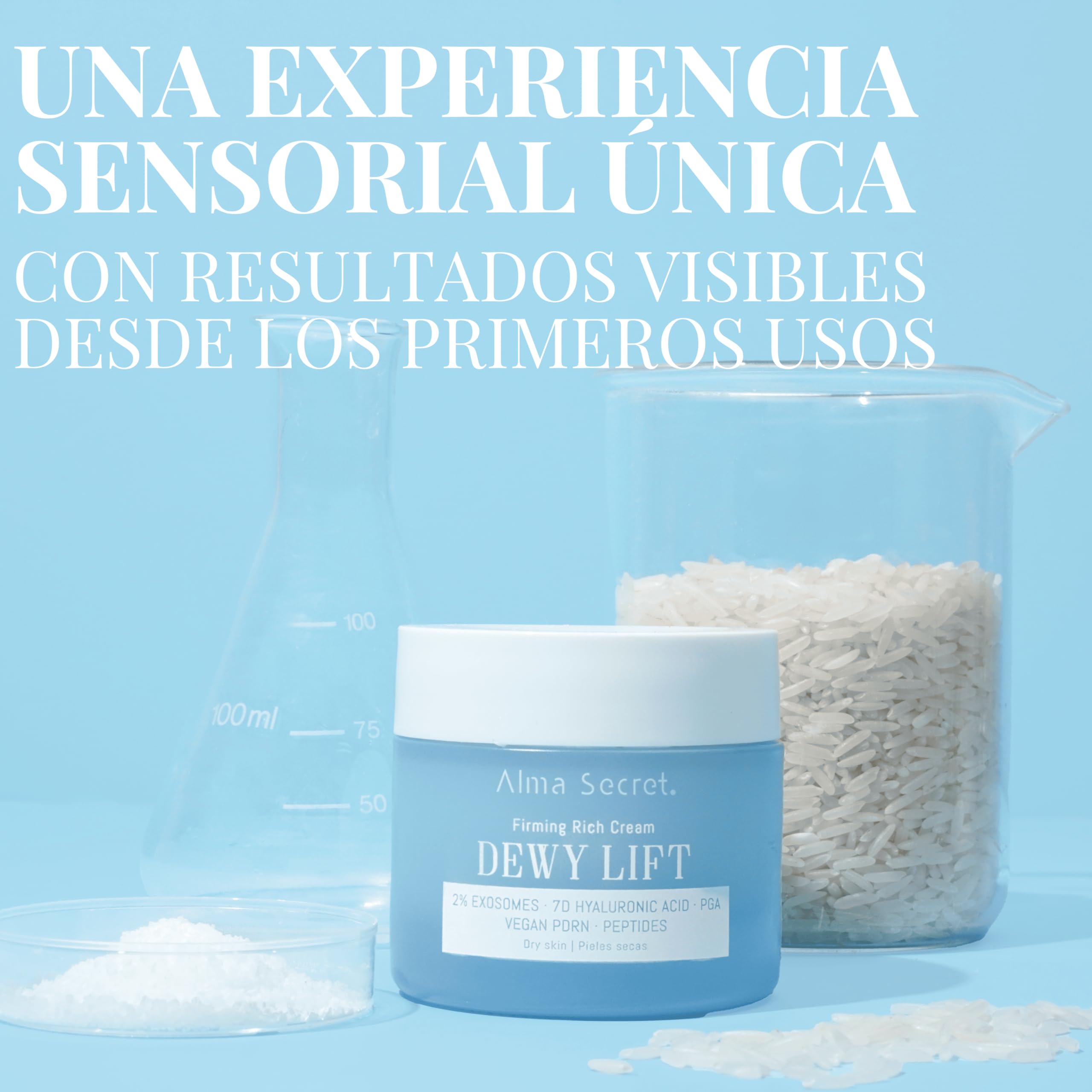 ALMA SECRET | Dewy Lift Rich Firming Cream | Crema de día reafirmante, redensificante e hidratante con 2% Exosomas, PDRN Vegano, 7D Ácido Hialurónico y PGA | 50 ml (Piel seca)