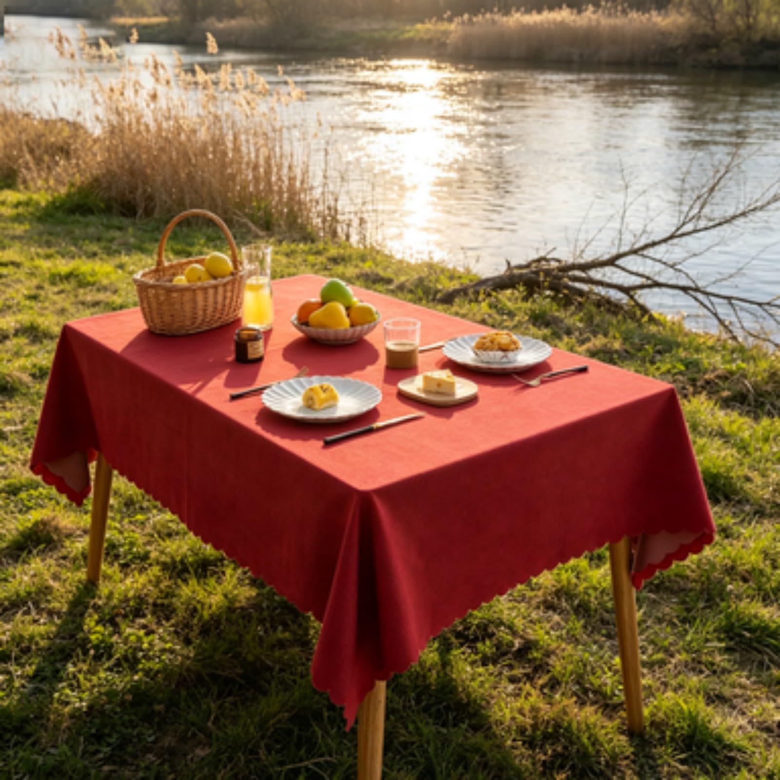 RCYONGQ Table Cloth Wipe Clean Tablecloth Waterproof Stain-Resistant Tablecloth Wipeable Durable Scratch Resistant, Washable For Coffee Kitchen Small Tabletop Decoration(Red,140x140cm)