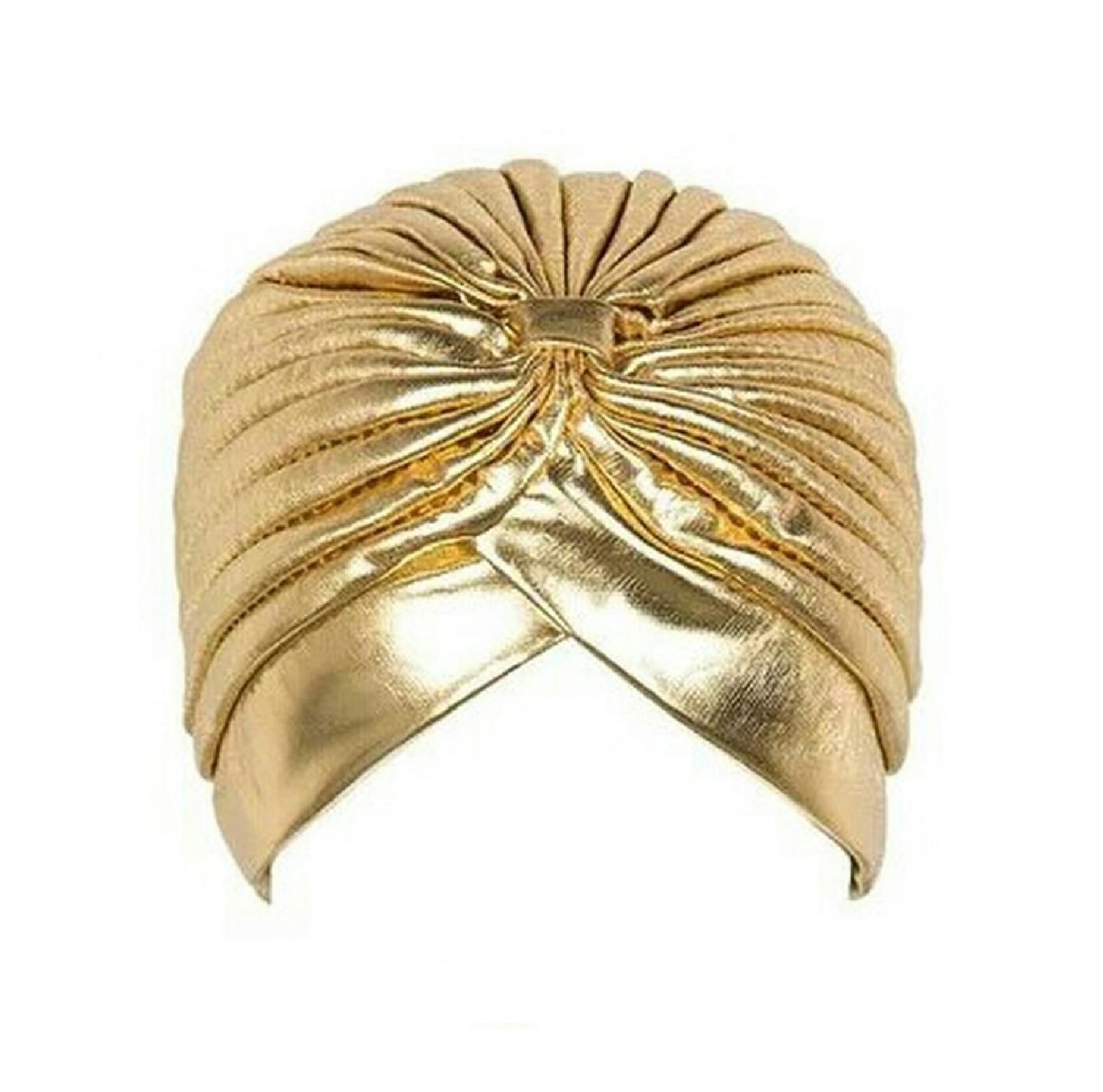 Mytoptrendz® Women’s Twist Metallic Turban Headwrap Fancy Turban Beanie Cap Headwrap for 1920s Gatsby Costume Cocktail Party(Gold)
