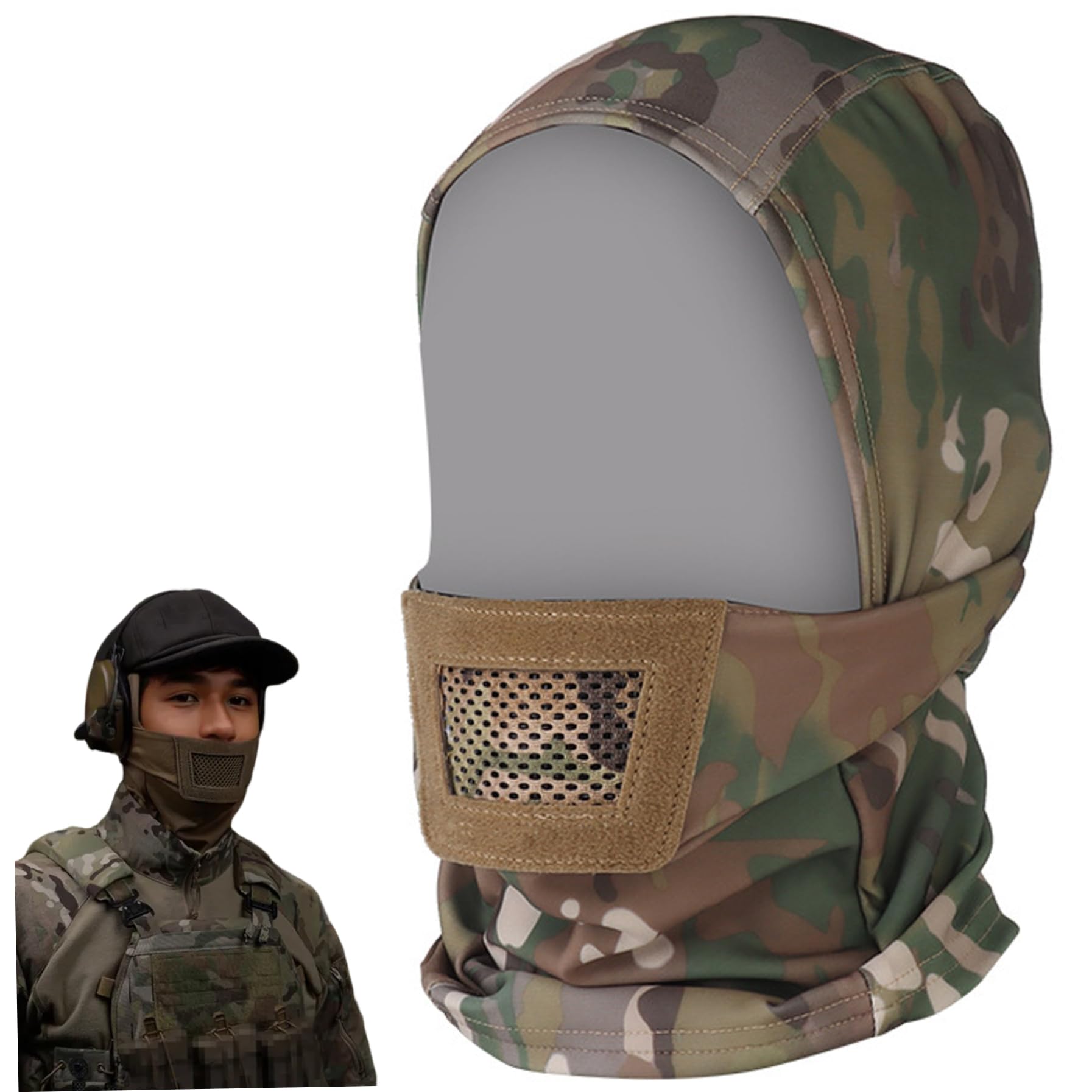 Airsoft-Helmzubehör, Halswärmer, Gesichtsschutz mit atmungsaktivem Mundschutz, taktische Maske mit Airsoft-Helm/Maske
