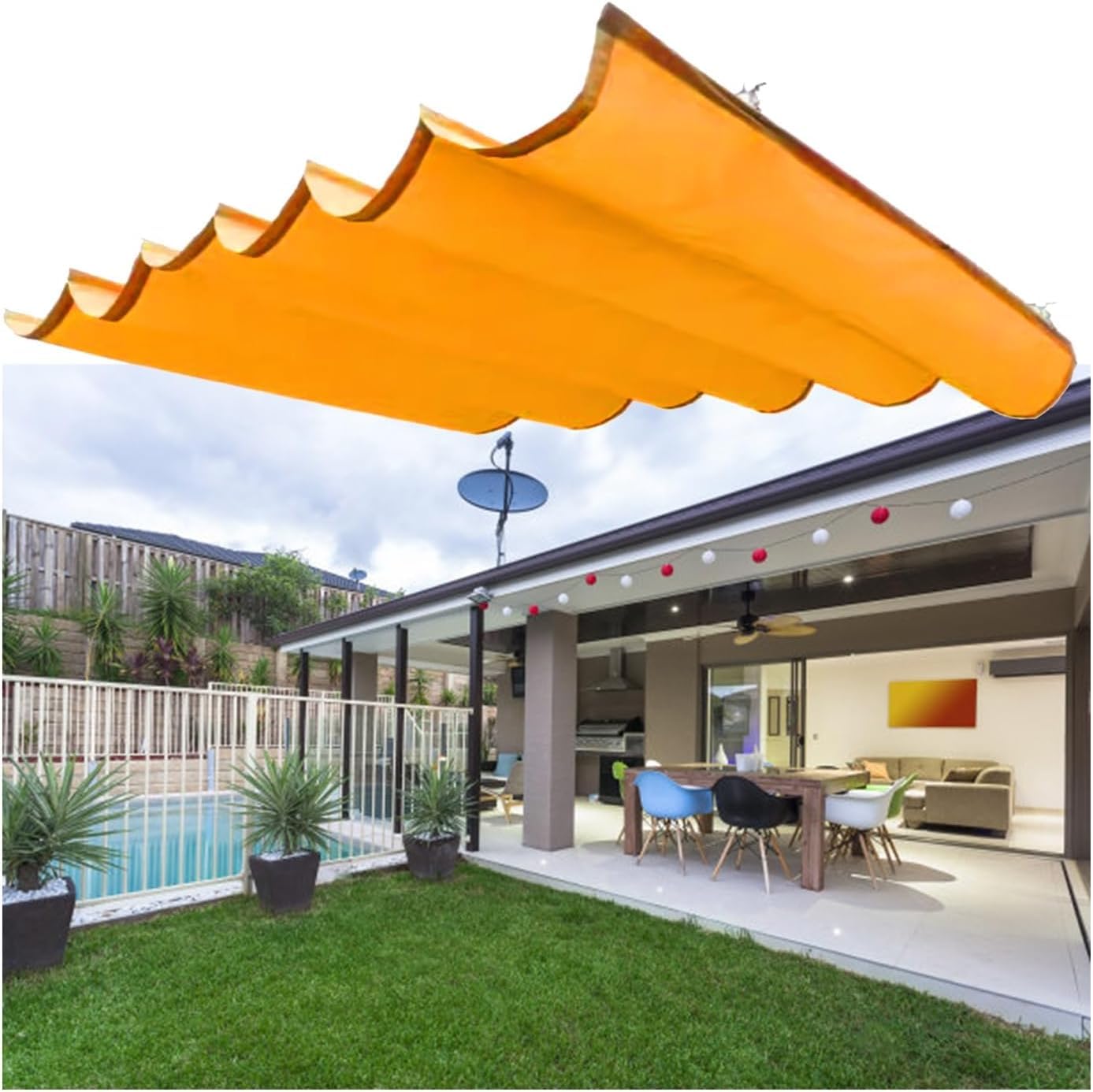 Couverture pergola rétractable imperméable et auvent ombrage sur mesure
