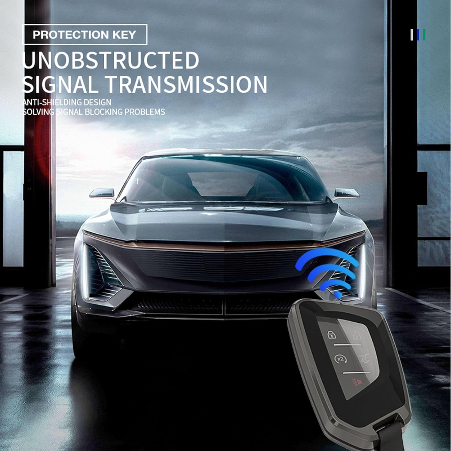RYE for Cadillac Key Fob Cover, Cadillac Accessories Durable TPU+Zinc Alloy Key Fob Case for 2022 2023 2024 Cadillac Escalade ESV CT4 CT5 CT6 CTS XT6 Smart Key Fob - Black