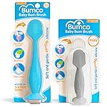 Bumco Baby Bum Brush + Mini Baby Diaper Cream Spatula with Case - BPA-Free Silicone Diaper Spatula with Suction Cup, Wipe-Clean, Mom-Invented Butt Paste Applicator (Blue & Gray)