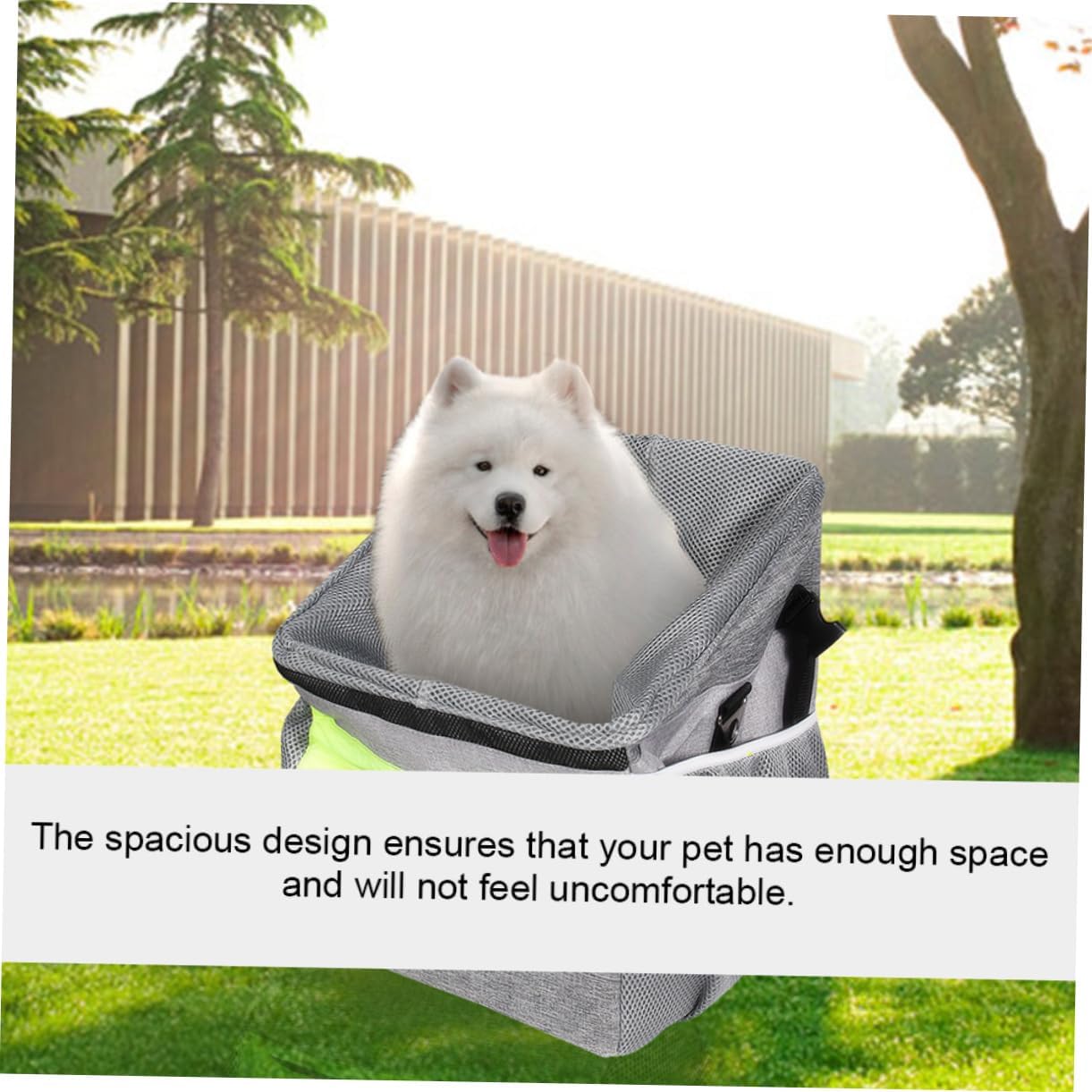 Garneck Soft Dog Carrier Bike Pet Basket Pet Carrier Wheels for Bike Mesh Liner Safe Oxford Cloth Detachable Handle