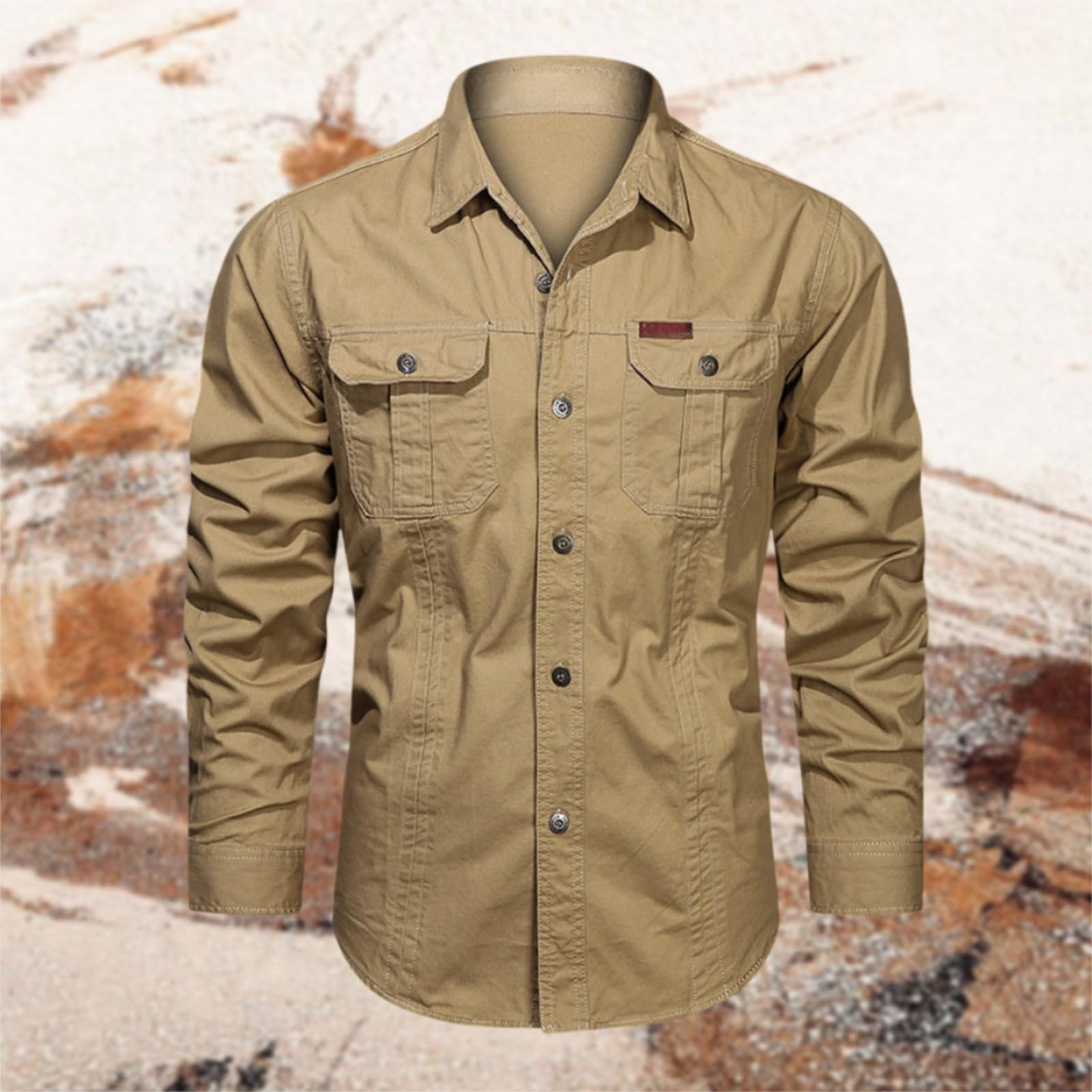 Chemise Homme, Boutonnée À Manches Longues pour, Couleur Unie, Style Décontracté, Idéal pour L'extérieur, Collection Automne, Style Décontracté Urbain