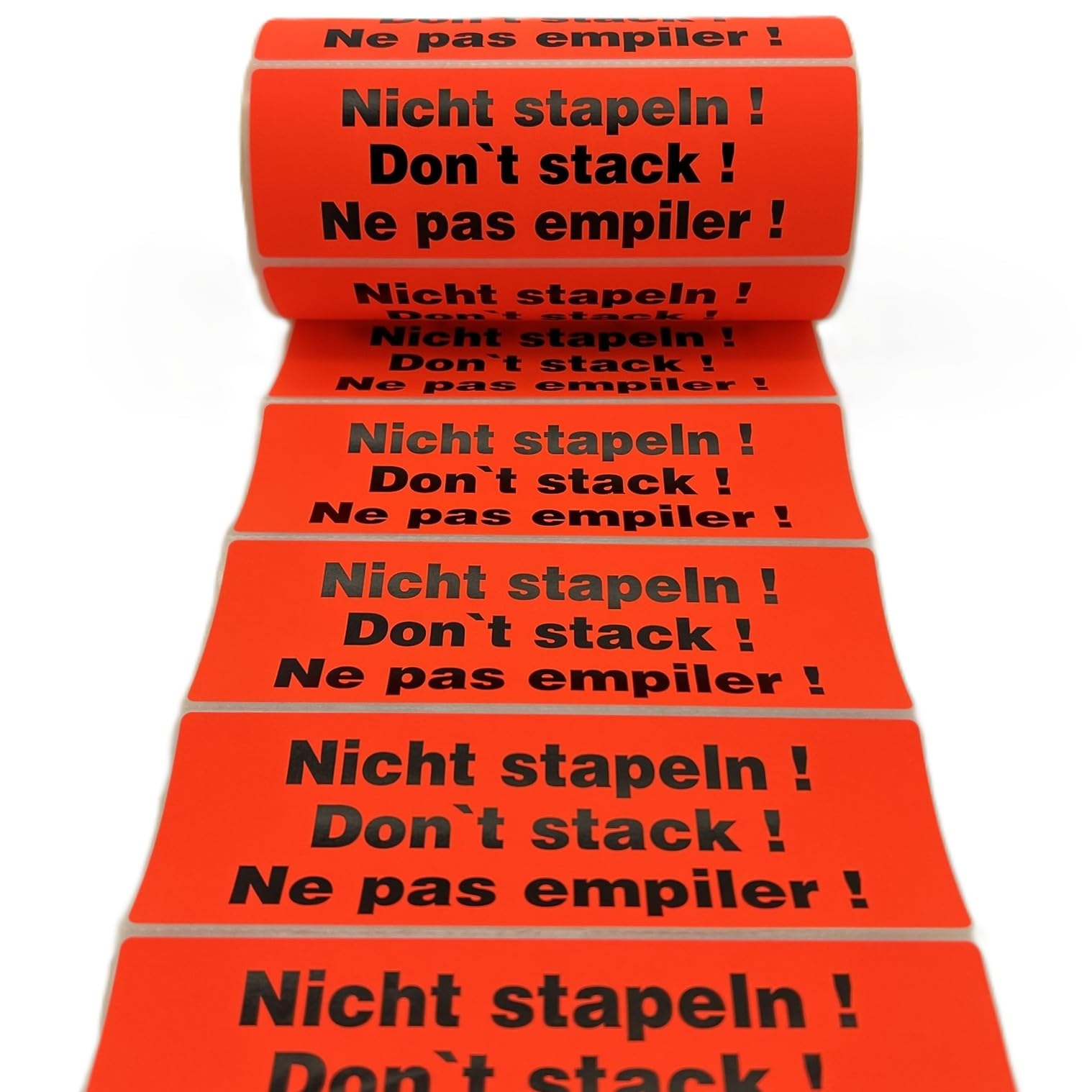 Hinweisetiketten "Nicht stapeln" | Maxipack: 5 Rolle à 500 Stück | 149 x 48 mm | Leuchtfarbe | Stark haftend | Warnetiketten/Versandetiketten - Premium Markenqualität – Made in Germany