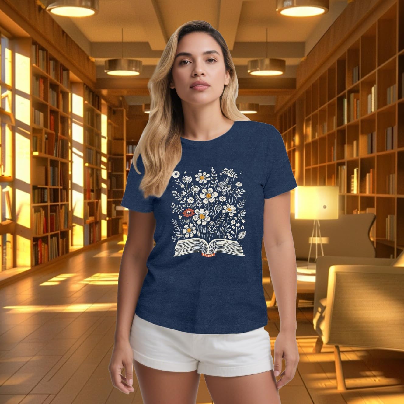 Book Shirts for Women Book Lover Reading T-Shirt Casual Floral Teachers Life Tee Tops - Image 2