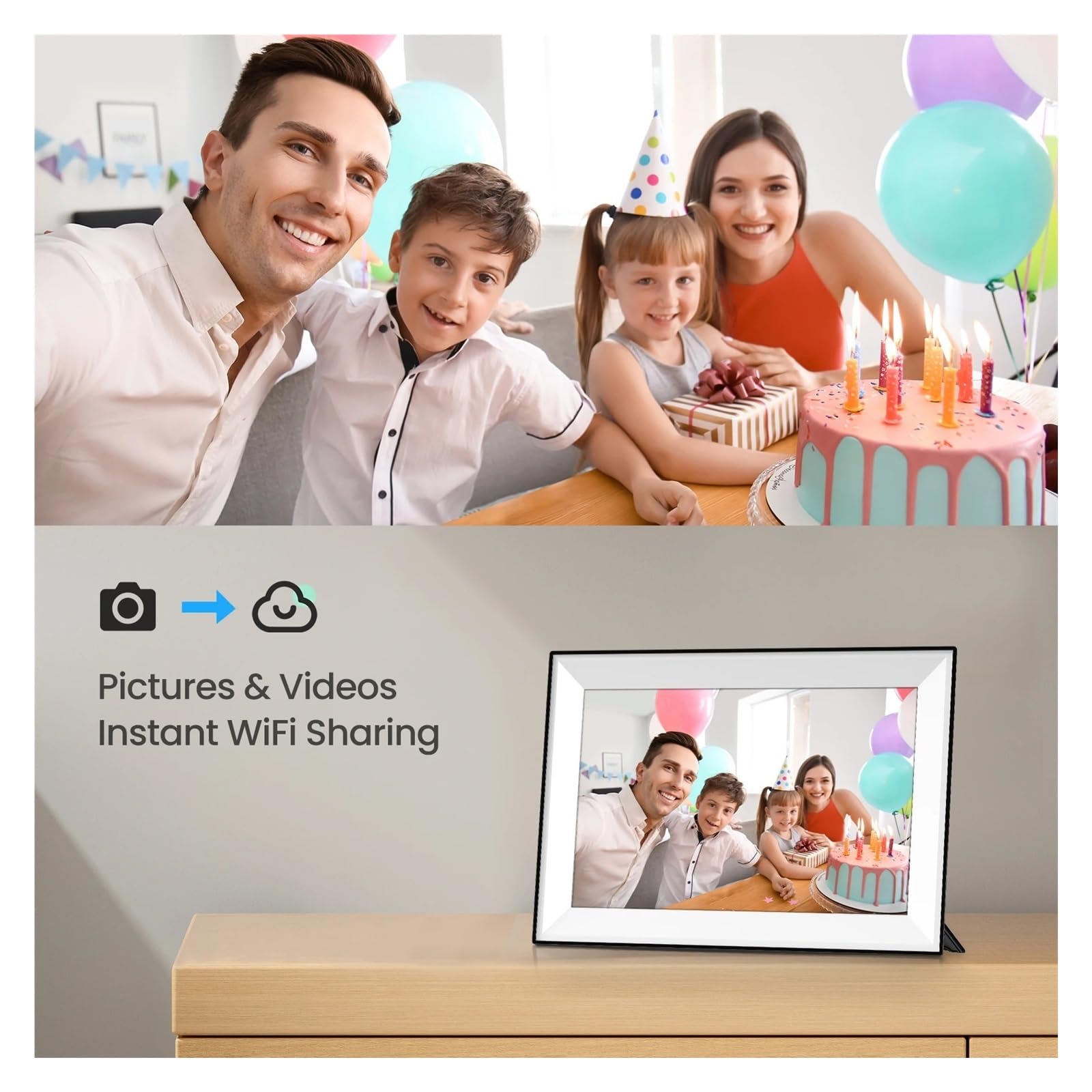 Cadre Photo Numérique 10,1 Pouces WiFi Album Électronique Intelligent Intégré 32 Go for Offrir Un Tactile Une ExpéRience Visuelle Exquise(64GB)