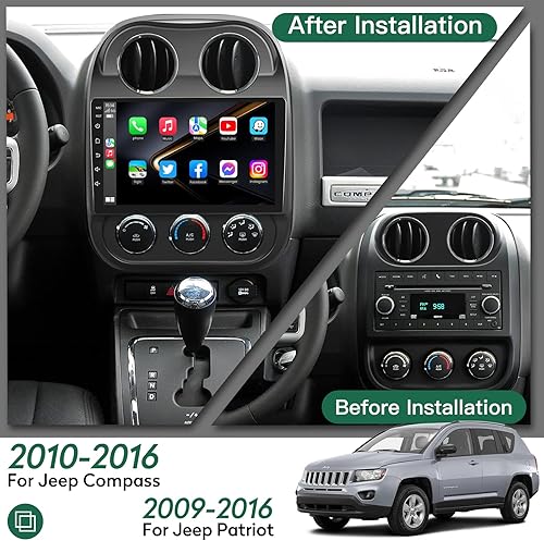 Miniatura 10 de 5GWiFi 4G+64G Radio estéreo para coche Jeep Patriot Compass 2010-2016 (8 núcleos), 10.1 pulgadas HD Android 12 radio de coche con Carplay