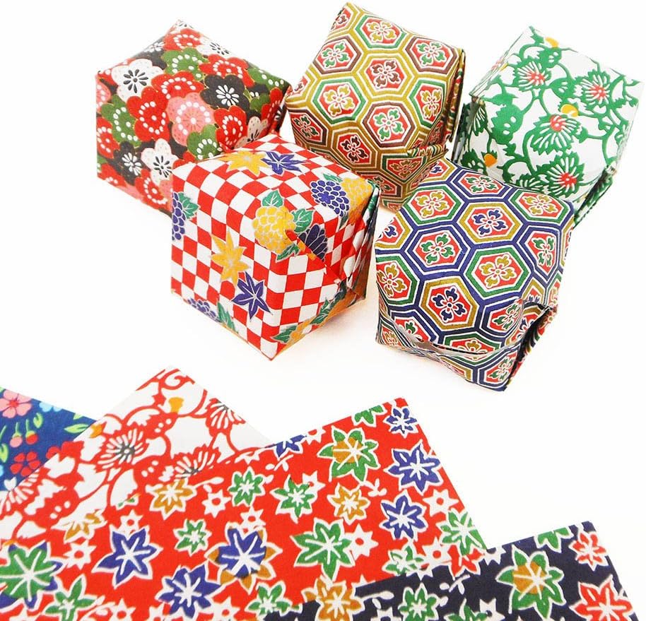 Ehime Shiko Japanese Washi Paper, Yuzen Chiyogami, Kaede, Small Sheets, Red, 10 Sheets YU-No.03