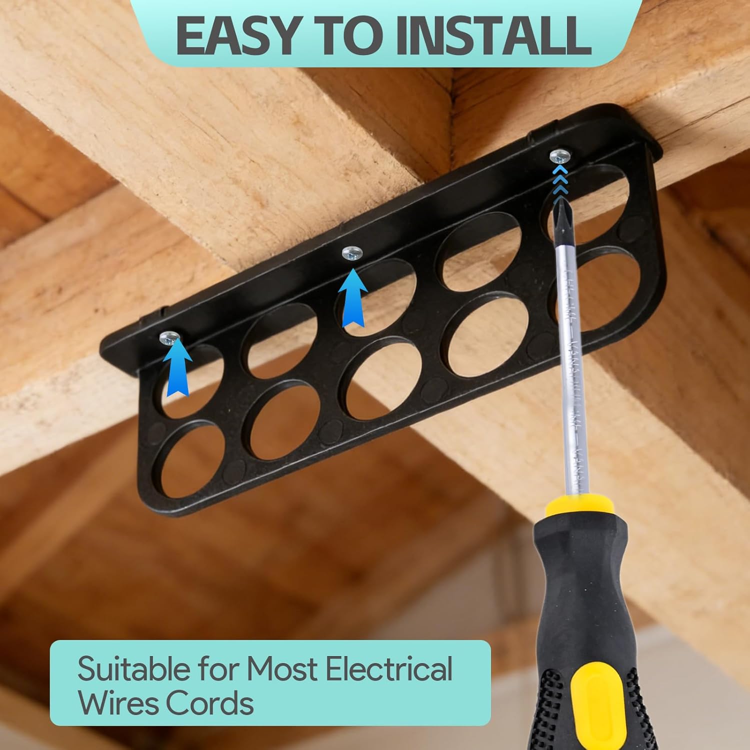 100 PCS Cable Chase Wire Bracket, Cable Support Wire Holder, 1in with 10-Hole Design, Electrical Cord Organized Management Bracket, Black