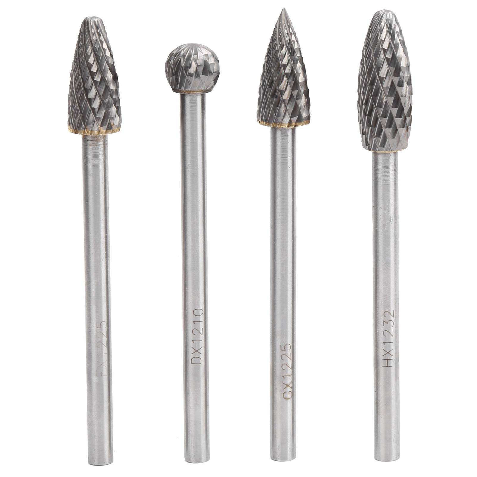 Juego de limas cortadoras de acero de tungsteno |Vástago de 4 piezas de 6 mm para procesamiento de metal/forma/acero inoxidable |Herramientas de alto acabado y vida útil