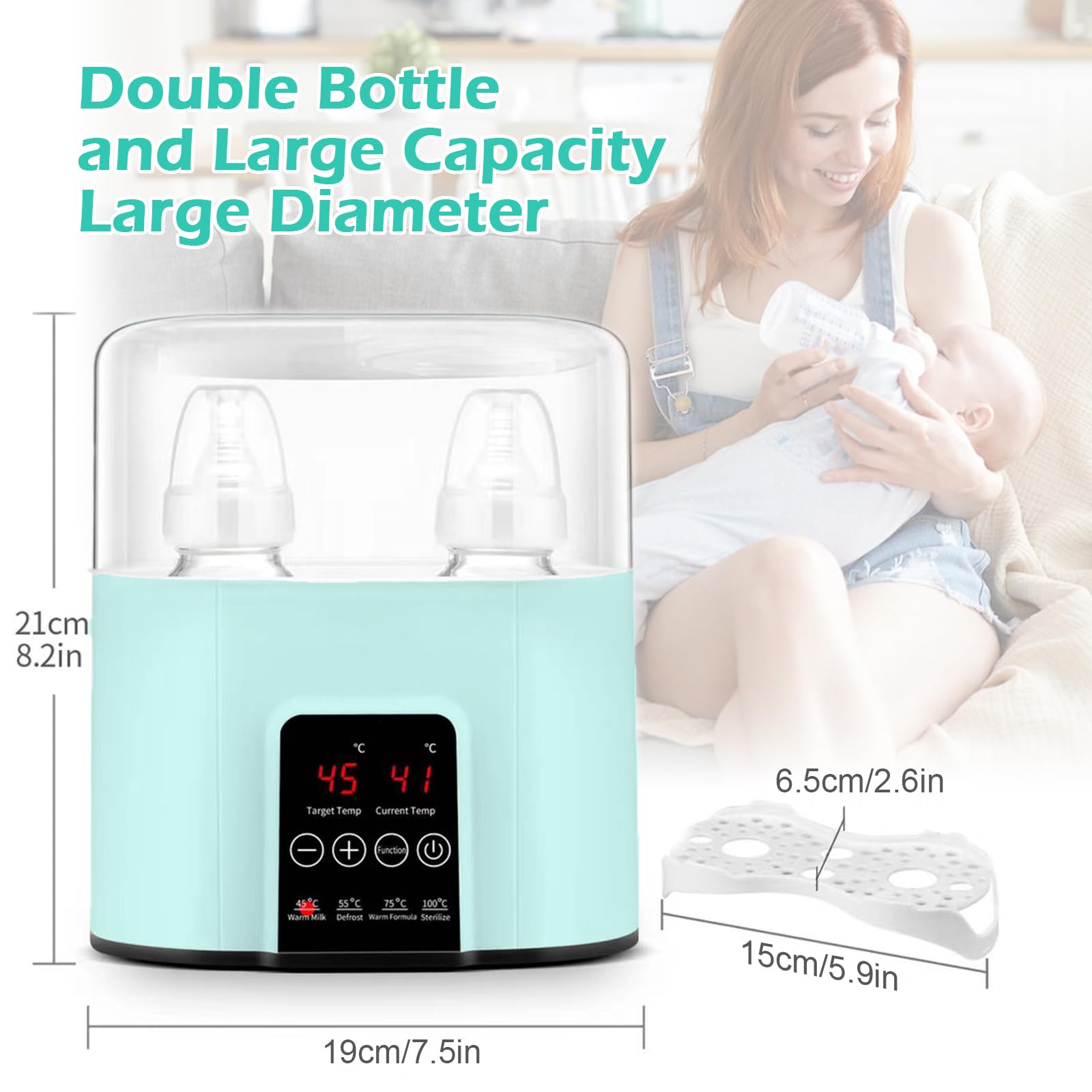 4-in-1 Flaschenwärmer, Sterilisator, Dampfgarer & LCD, BPA-frei | Milchwärmer für Muttermilch & Beikost, Doppelflaschen, Timer, Auftauen & Warmhalten – ideal für unterwegs & Nachtfütterung
