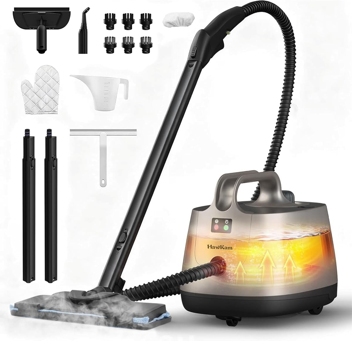 Carpet Steam Cleaner for Home, 293°F 58 PSI Powerful Multipurpose Handheld Steam Mop, 21 Attachments, 50Oz Capacity, Heavy Duty Steamer for Carpets, Floors, Cars, Tiles, Crack Cleaning, Turquoise