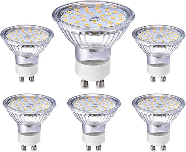 Brantoo GU10 LED Light Bulbs 5W Equivalent to 40W 35W Halogen Bulbs, Warm White 3000K, GU10 Spotlight Led Bulb 450LM, Beam Angle 120°, CRI>83, AC 230V, No Flicker, Not Dimmable, Pack of 6