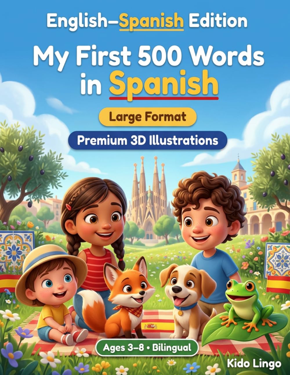 My First 500 Words in Spanish: A 3D Bilingual Picture Dictionary for Kids Ages 3–8 | First Words Vocabulary Book for Toddlers, Preschoolers, Kindergarten & Young Learners