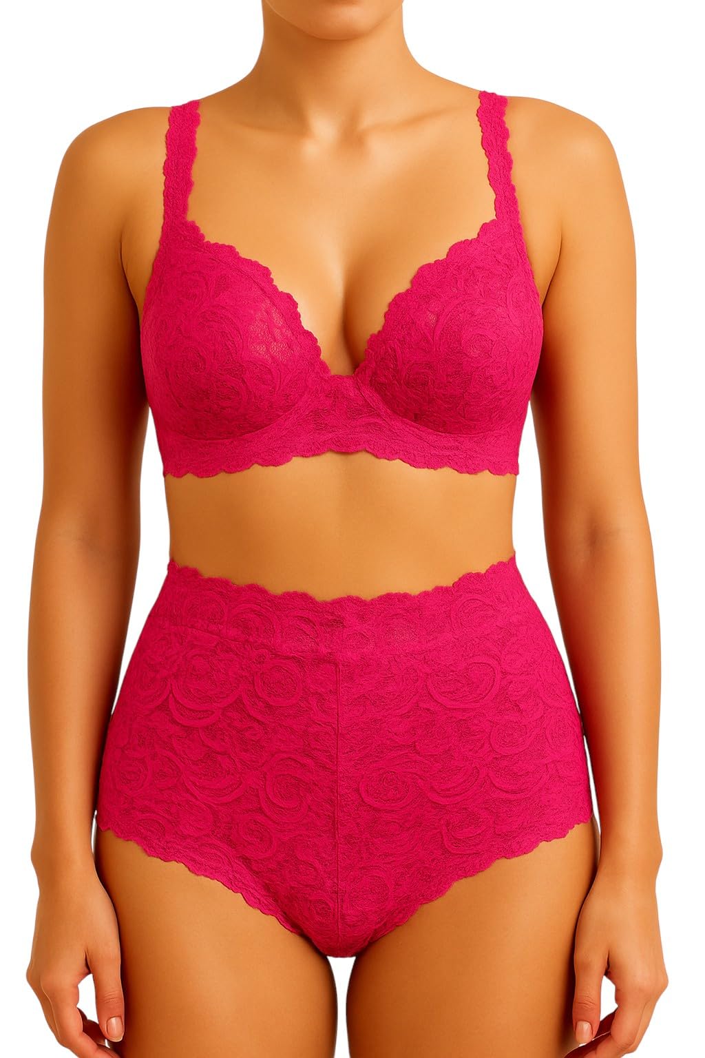 Premium Lingerie Set for Women | Floral Lace Non Padded Bra and High Waist Boyshort Panty Combo | Fancy Net Lingerie Set | Full Coverage | Bridal & Honeymoon Special Wear-image-30