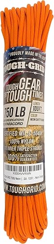 Miniatura 31 de TOUGH-GRID - Cuerda paracaídas de 340 kg, cuerda paracaídas 100% nailon Mil-Spec tipo IV utilizada por el ejército de Estados Unidos, ideal