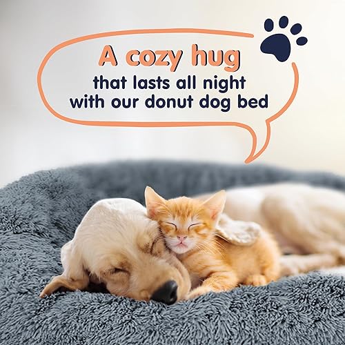 Miniatura 7 de Cama para perros con forma de dona, comodidad prémium para aliviar la ansiedad, diseño esponjoso y calmante con soporte ultra afelpado, acogedora