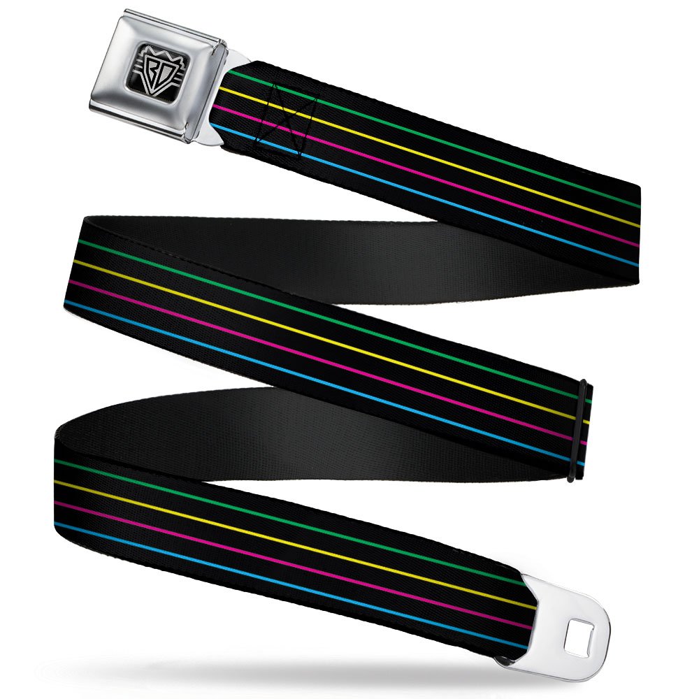 Cinturón a rayas negras y multicolor Buckle-Down de 2,5 cm para el colegio 8