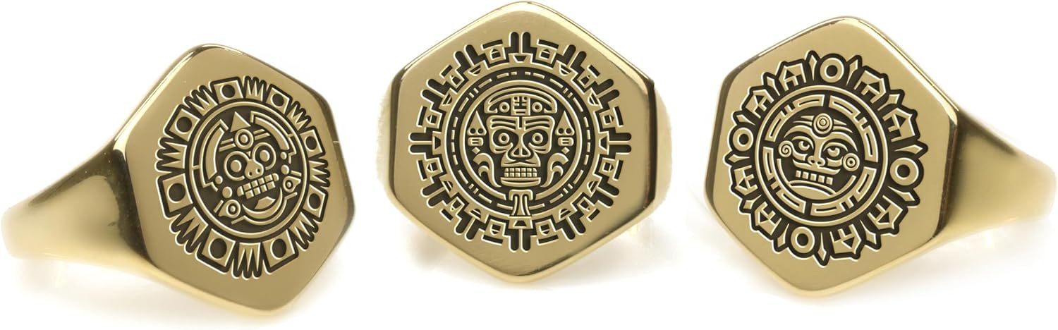 Aztec Warrior Statement Ring - Ancient Tribal Ring - Aztec Pattern Jewelry - Unisex Jewelry