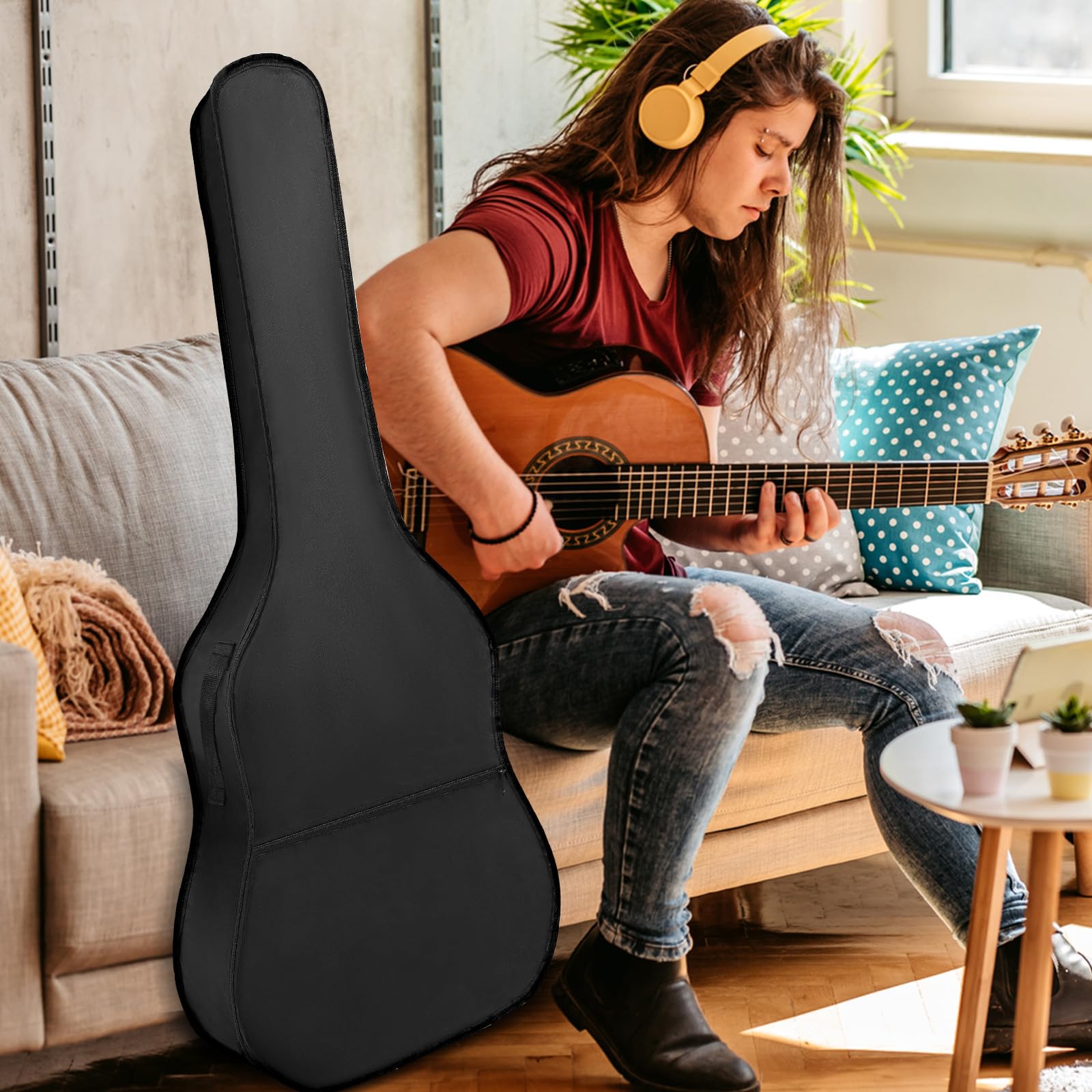 BESPORTBLE Estuche de Guitarra de 40/41 Pulgadas de Tela Oxford 420d, Bolsa Portátil para Guitarra Acústica y Clásica Correa Ajustable, Funda de Viaje Resistente para Instrumentos Musicales