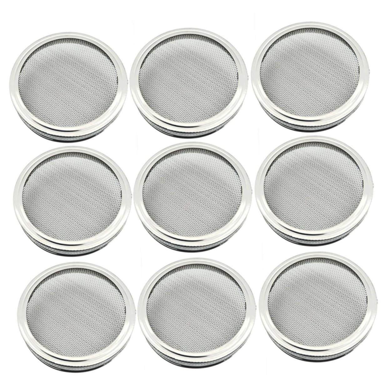 UPKOCH Tapas de Germinación de Acero Inoxidable para Frascos Mason de Boca Ancha, 9 Unidades, Malla Fina para Drenar y Colar en Casa Cocina