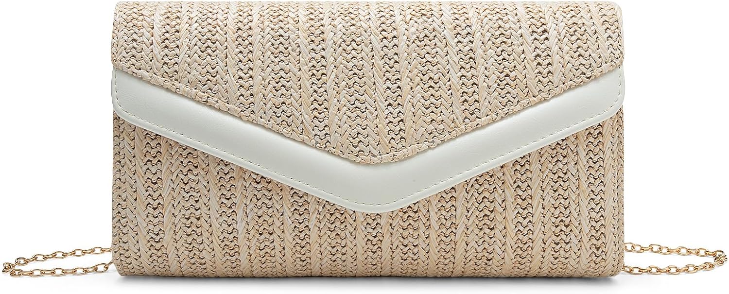 Straw Clutch Purse for Women Envelope Clutch Handbags for Summer Beach Evening Shoulder Crossbody Bag - Image 8
