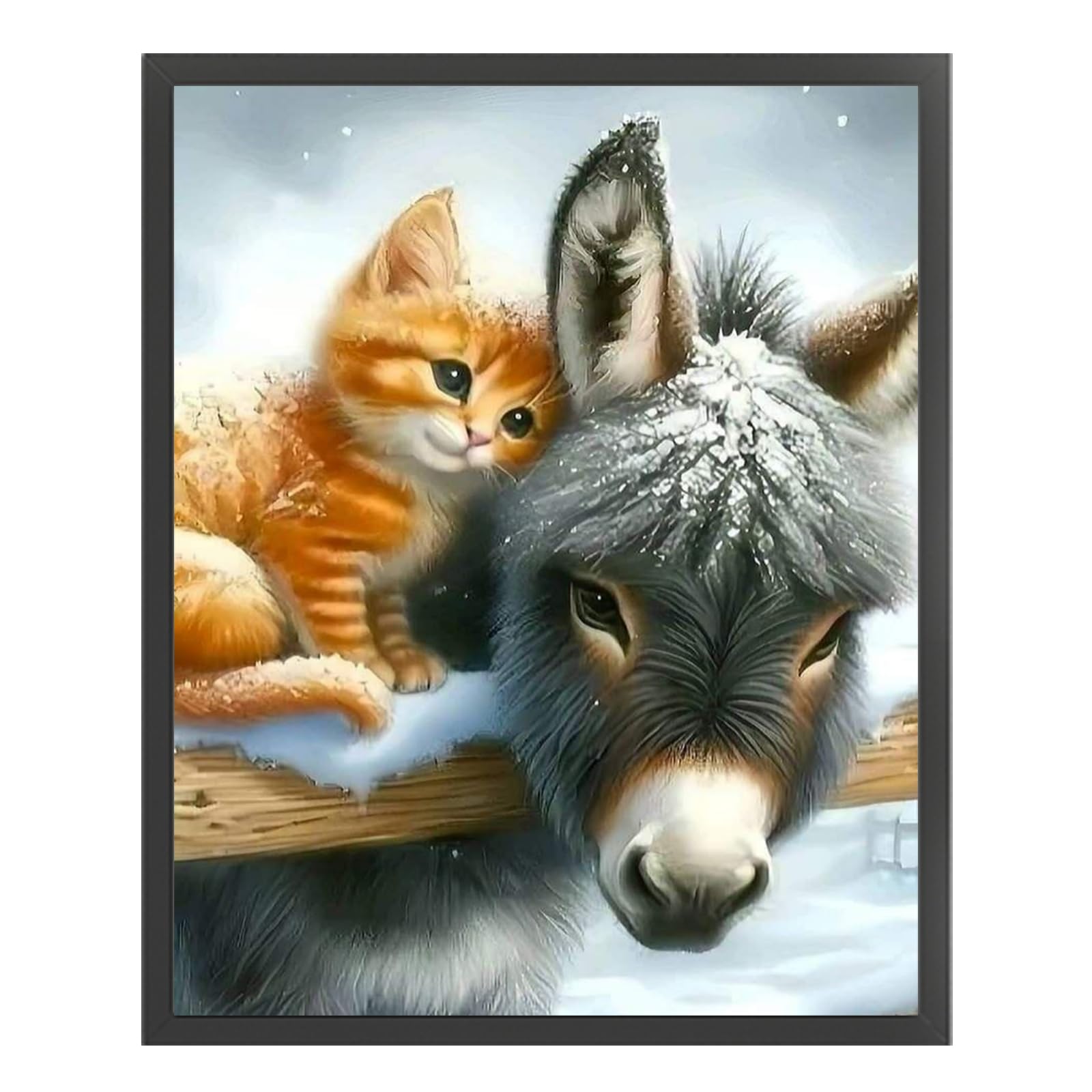 Cat and Donkey Full 11CT DIY Stamped Cross Stitch Kits 40x50cm Needlework Embroidery Kit Embroidery Needlepoint Starter Kits for Beginners Adults Home Decor