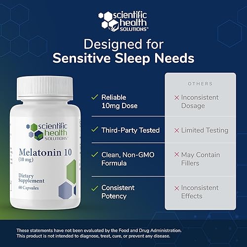 Miniatura 6 de Melatonina de 10 mg  Melatonina extra Stregnth en cápsulas fáciles de tragar  Vegana, sin OMG y sin gluten  Melatonina extra fuerte fabricada en