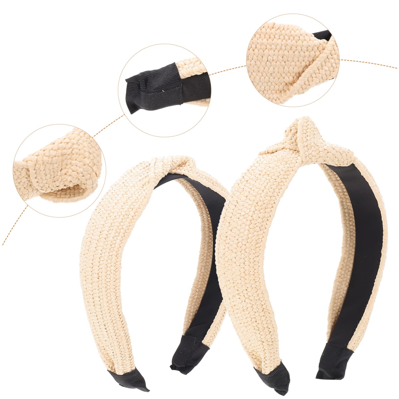 Housoutil 6pezzi Raffia Hairbands for Women Stylish Knotted Beach Headband for Festivals and Parties Hair Ornament Everyday Use Elegant Woven Hair Accessories