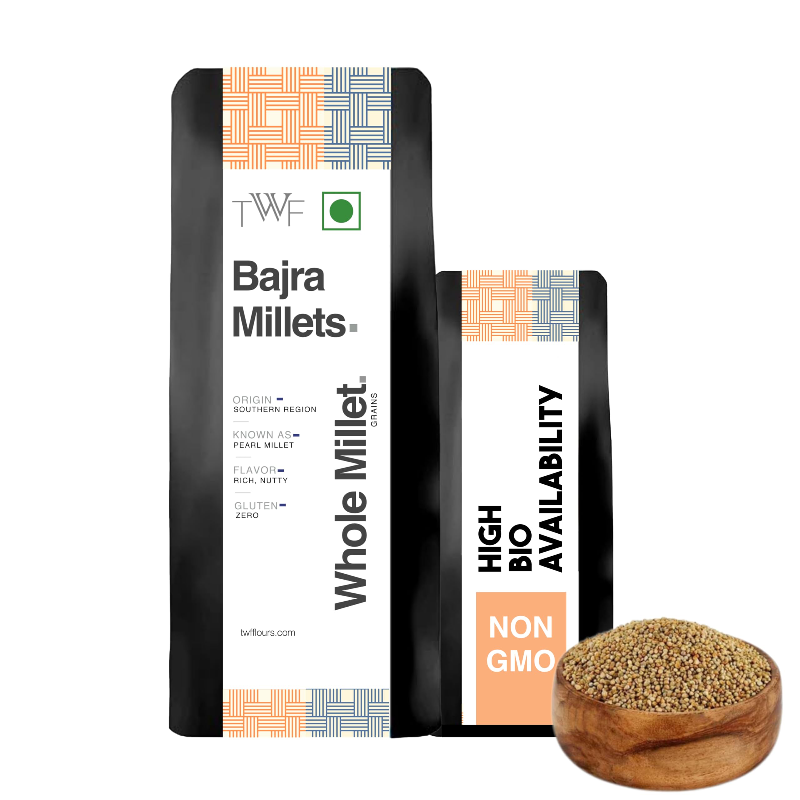 TWF Unpolished Bajra Whole Millet | 500g | Pearl Millet | Hulled | Naturally Gluten-Free | Nutrient-Rich Supergrain
