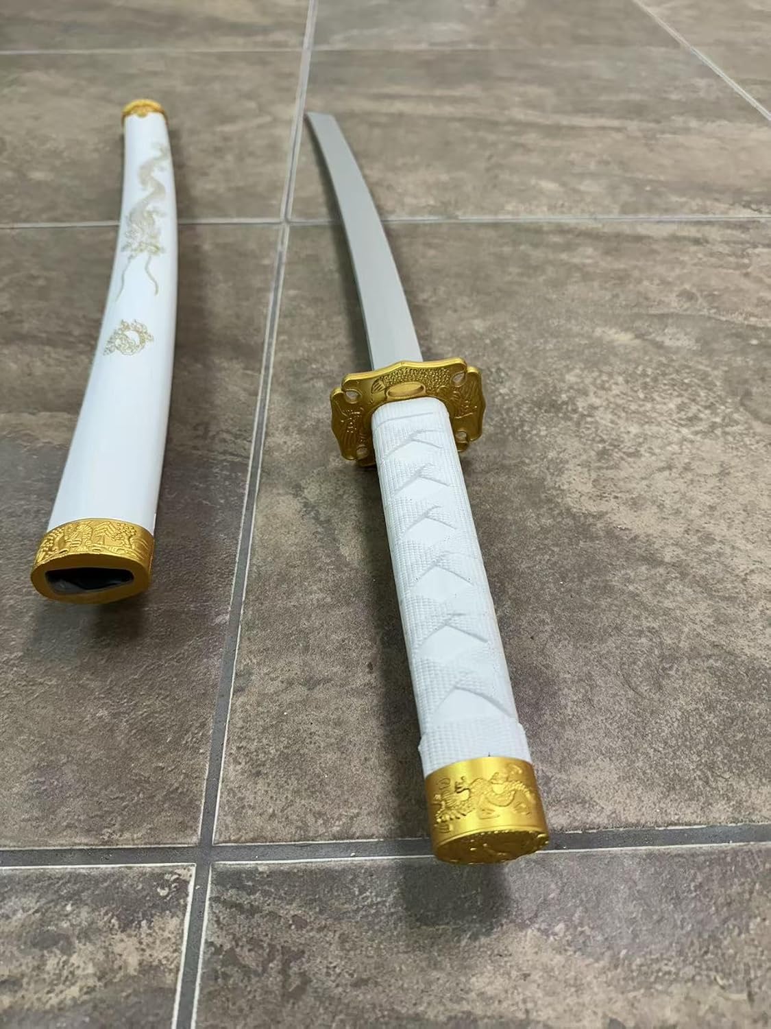 Traditional Japanese Samurai Foam Sword Katana Printed Gold Dragon on Scabbard